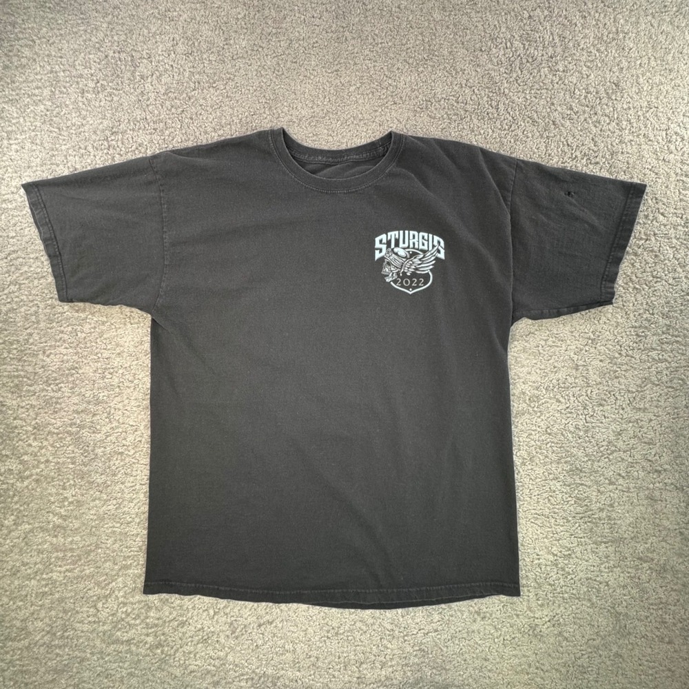 Sturgis 2022 82nd Annual Motorcycle Rally Skull Graphic T-Shirt‎ Black Mens XL